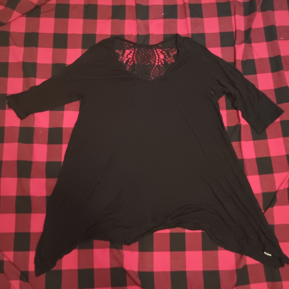 Black lace back tunic dress